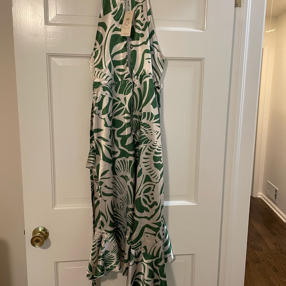 ASOS maternity semi formal ruffle midi dress green and white. NWT - Picture 8 of 8